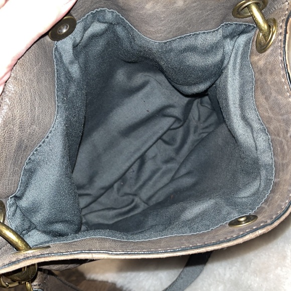 FOSSIL long live vintage grey brown olive distressed flap crossbody bag - Picture 5 of 15